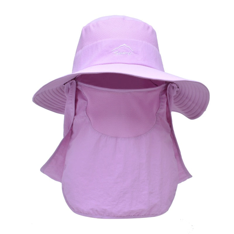 Unisex Sonnenhut mit Nackenschutz und Gesichtsmaske, breiter Krempe und UV-Schutz für Outdoor-Aktivitäten