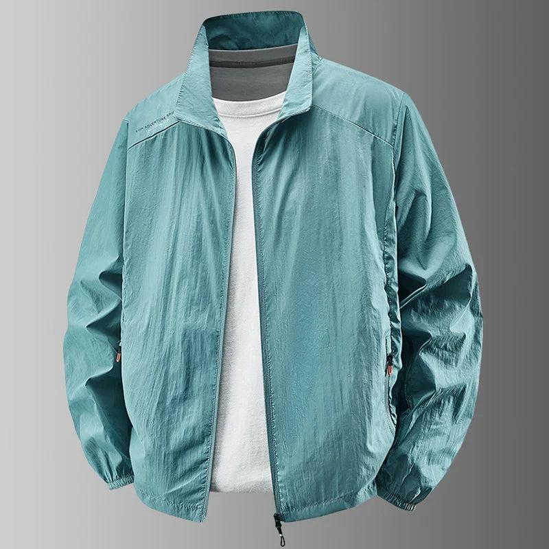 Leichte Herren Windjacke Stehkragen Reißverschluss Jacke Freizeit Outdoor