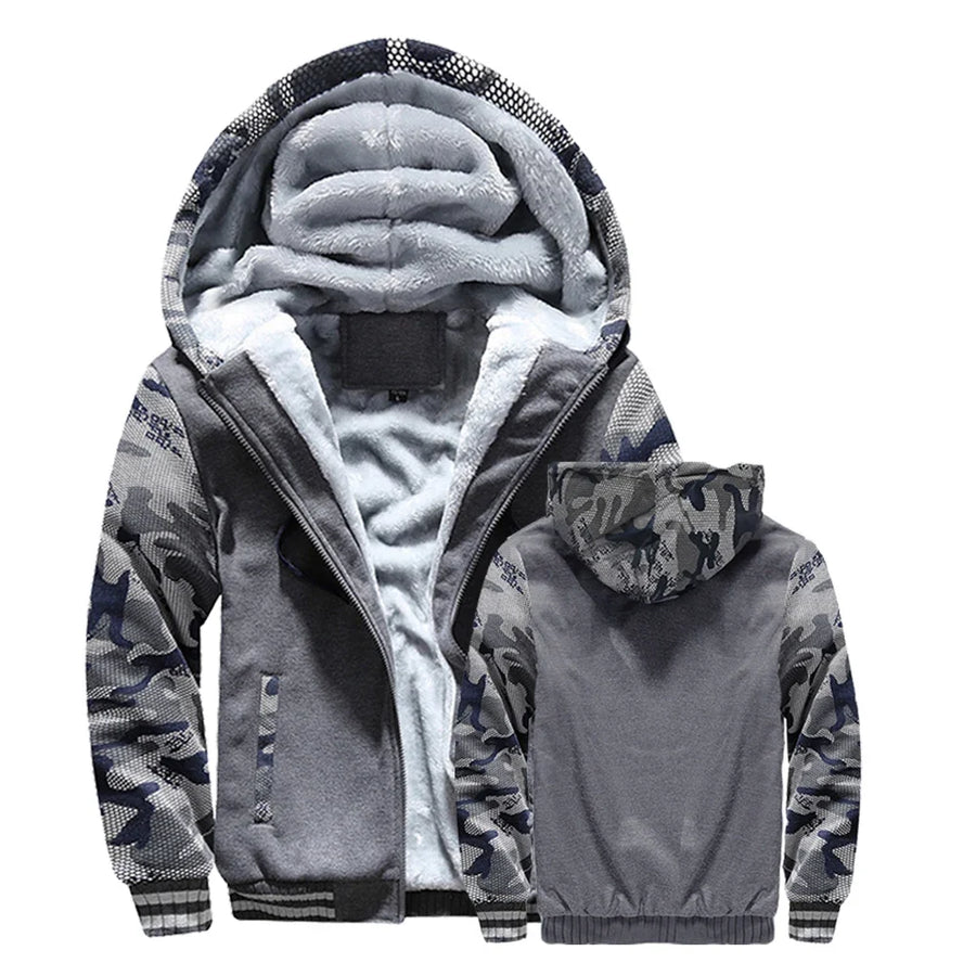Herren Hoodie Jacke mit Reißverschluss und Plüschfutter, verschiedene Farben