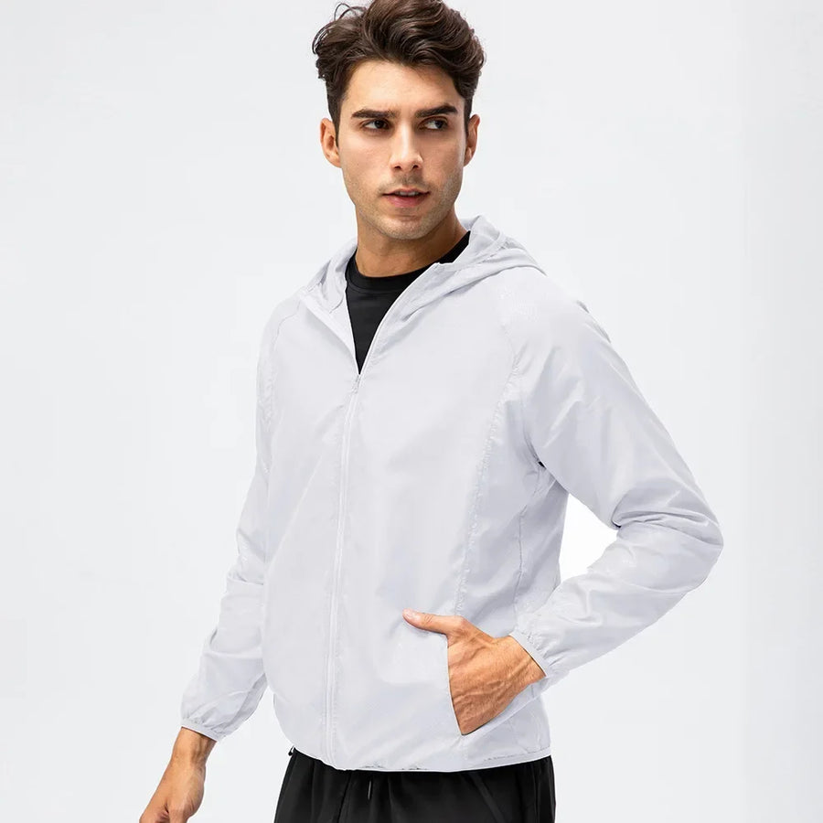 Leichte Kapuzenjacke Windbreaker Faltbar mit Reißverschluss Sportlich Unisex