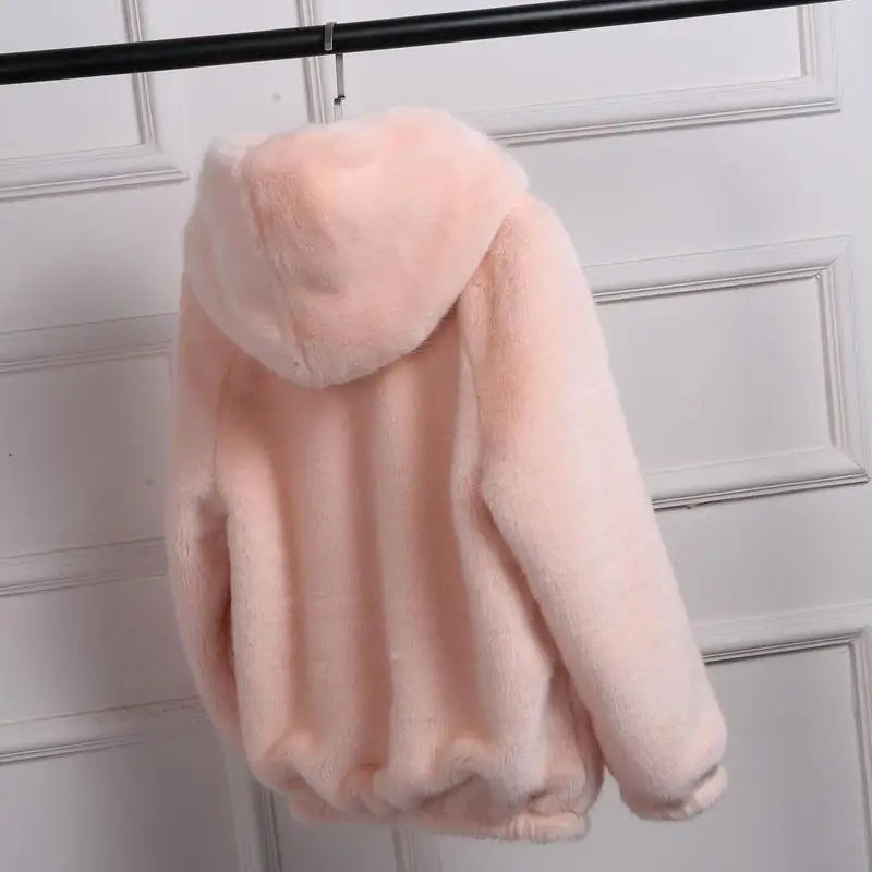 Damen Hoodie aus Plüsch mit Kapuze, Weiß
