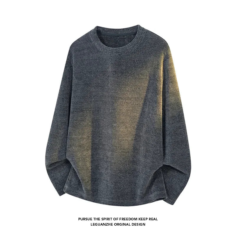 Unisex oversized trui met lange mouwen, grofgebreide look, ronde hals, ruimvallend, bruin, grijs, zwart