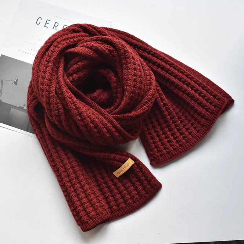 Unisex Winter Schal Gerippt Strick Schal mit „Handmade“ Etikett in verschiedenen Farben