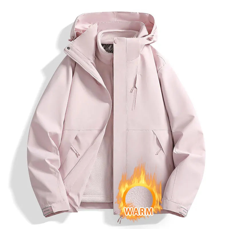 3-in-1 Jacke Unisex Wasserdicht Winddicht Winterjacke mit Fleece-Innenfutter Kapuze