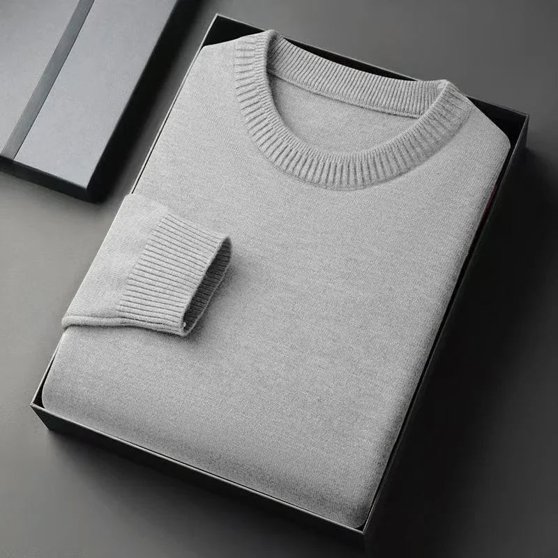 Unisex gebreide pullover met ronde hals en geribde boorden