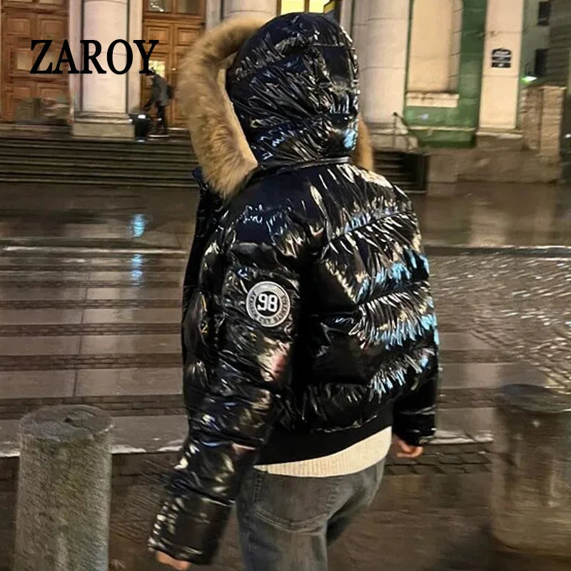 Damen Steppjacke mit Kapuze und Reißverschluss