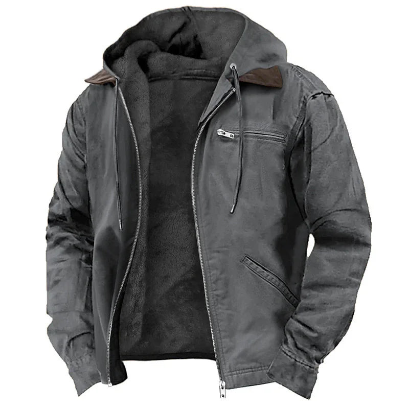 Herren Winterjacke mit Kapuze, Reißverschluss und Plüschfutter, viele Farben