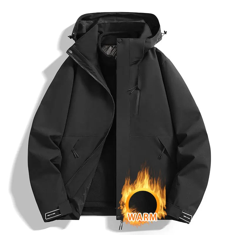 3-in-1 Jacke Unisex Wasserdicht Winddicht Winterjacke mit Fleece-Innenfutter Kapuze