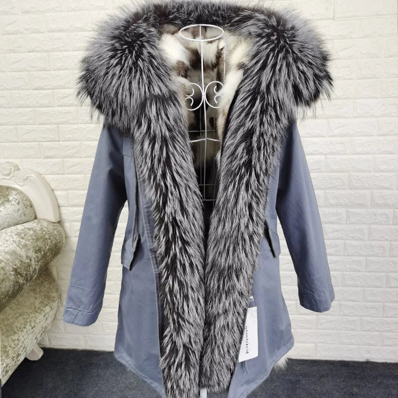 Damen Winterparka mit abnehmbarem Kunstpelzbesatz und Futter