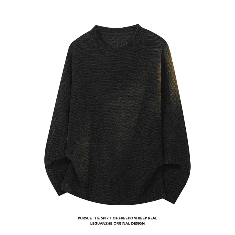 Unisex oversized trui met lange mouwen, grofgebreide look, ronde hals, ruimvallend, bruin, grijs, zwart