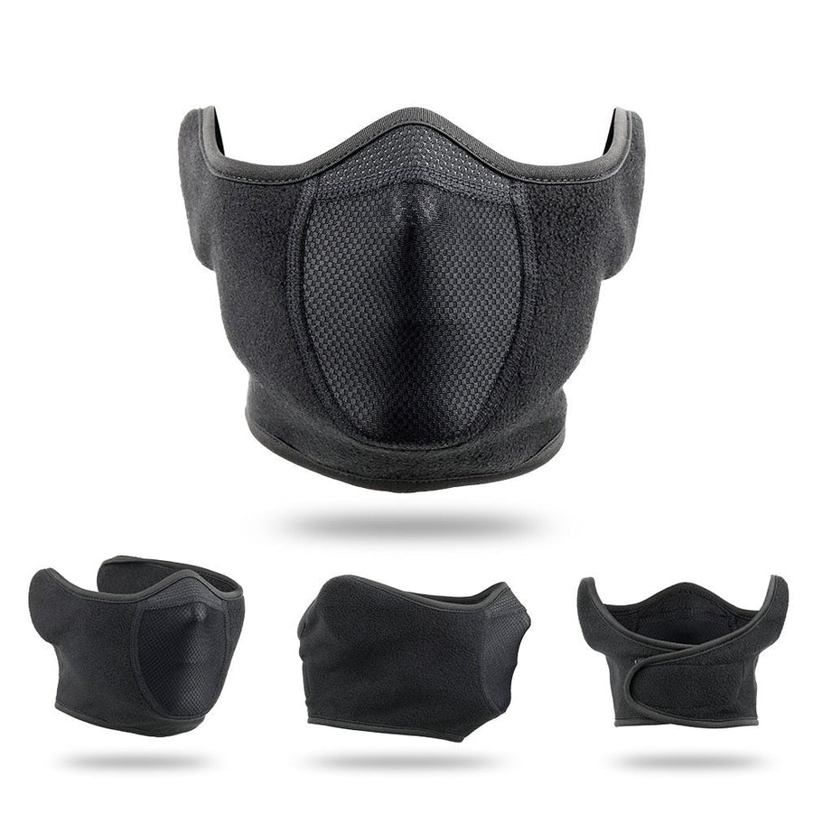 Wintergezichtsmasker zwart grijs, bescherming tegen de kou, warme nekwarmersjaal, skimasker met klittenbandsluiting
