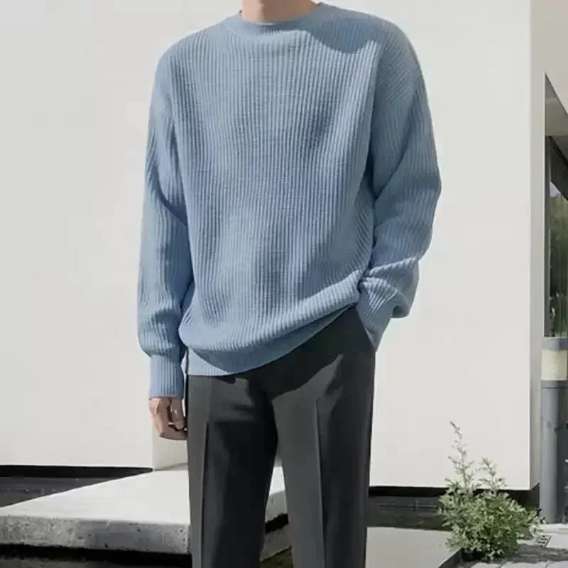Unisex gebreide trui met ronde hals, grof breisel en oversized pasvorm