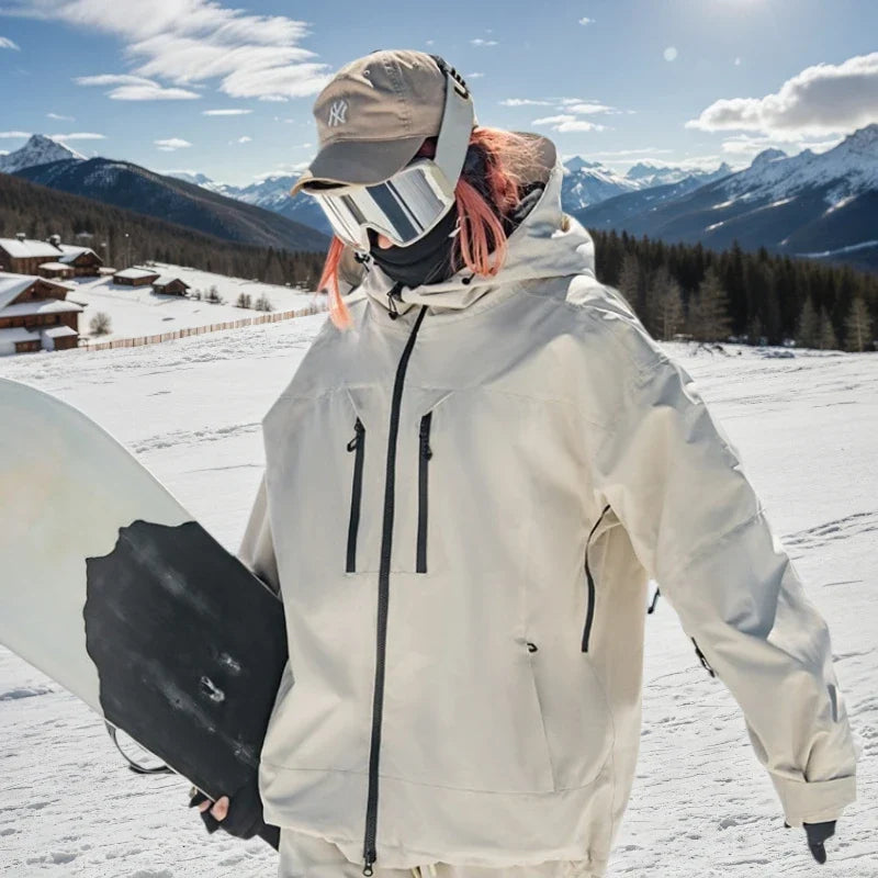 Winter Skijacke Snowboardjacke mit Kapuze und Reißverschlüssen Herren