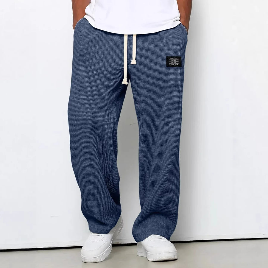 Unisex Waffel-Jogginghose mit Kordelzug und weitem Bein