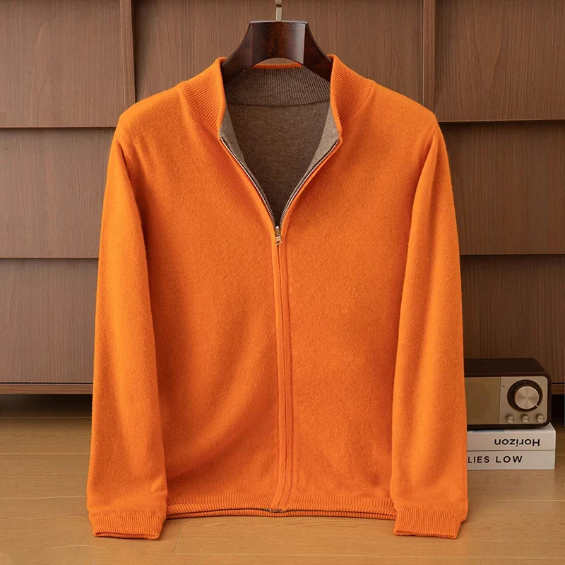 Unisexvest met rits en opstaande kraag, omkeerbaar, oranje
