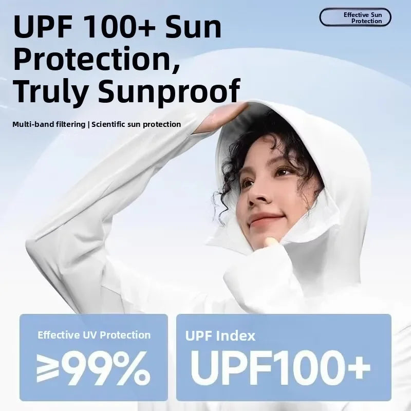 UV-Schutz Jacke mit Kapuze und Gesichtsmaske, Reißverschluss, für Outdoor