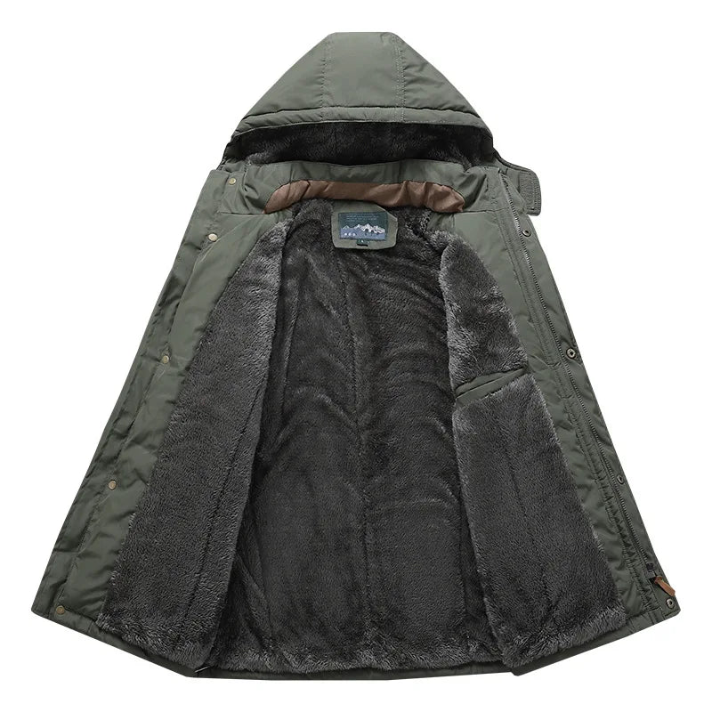 Herren Winterjacke mit Kapuze Gefüttert Mehreren Taschen
