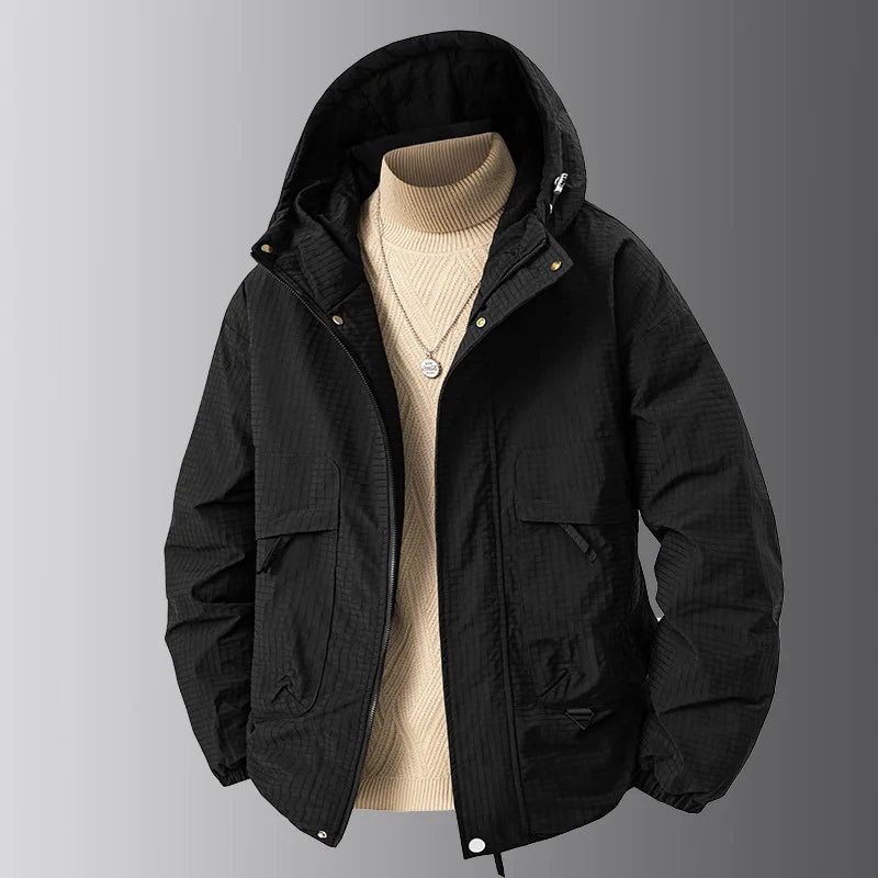 Herren Freizeit Kapuzenjacke mit Textur, Braun