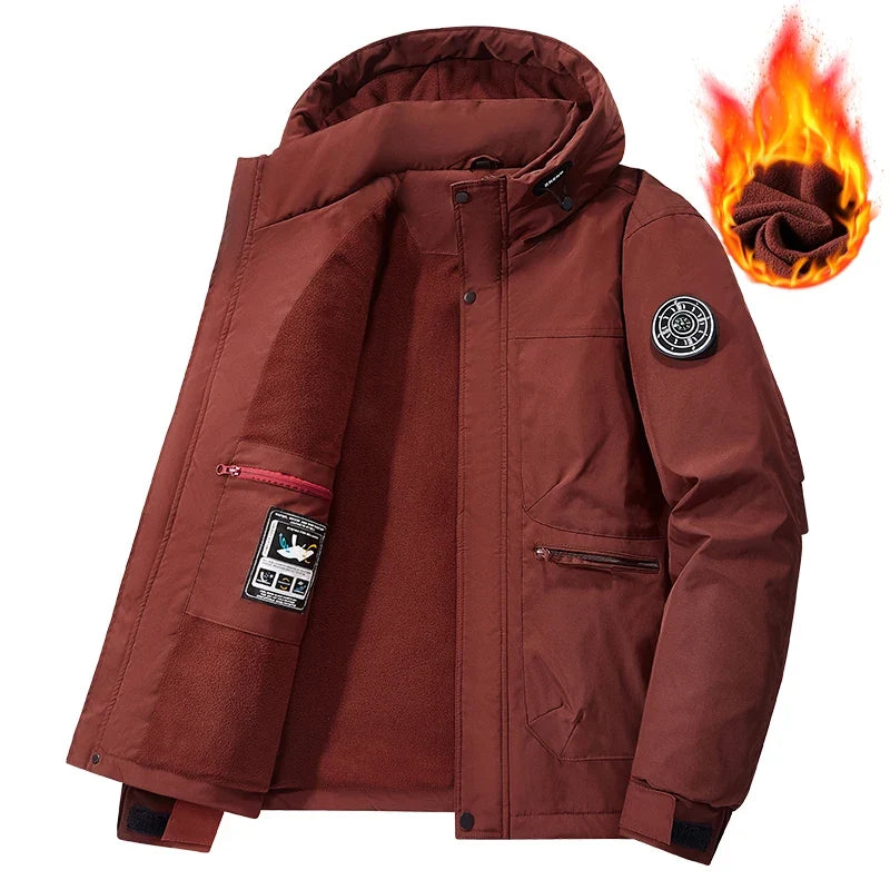 Herren Winterjacke mit Kapuze und Reißverschluss, gefüttert