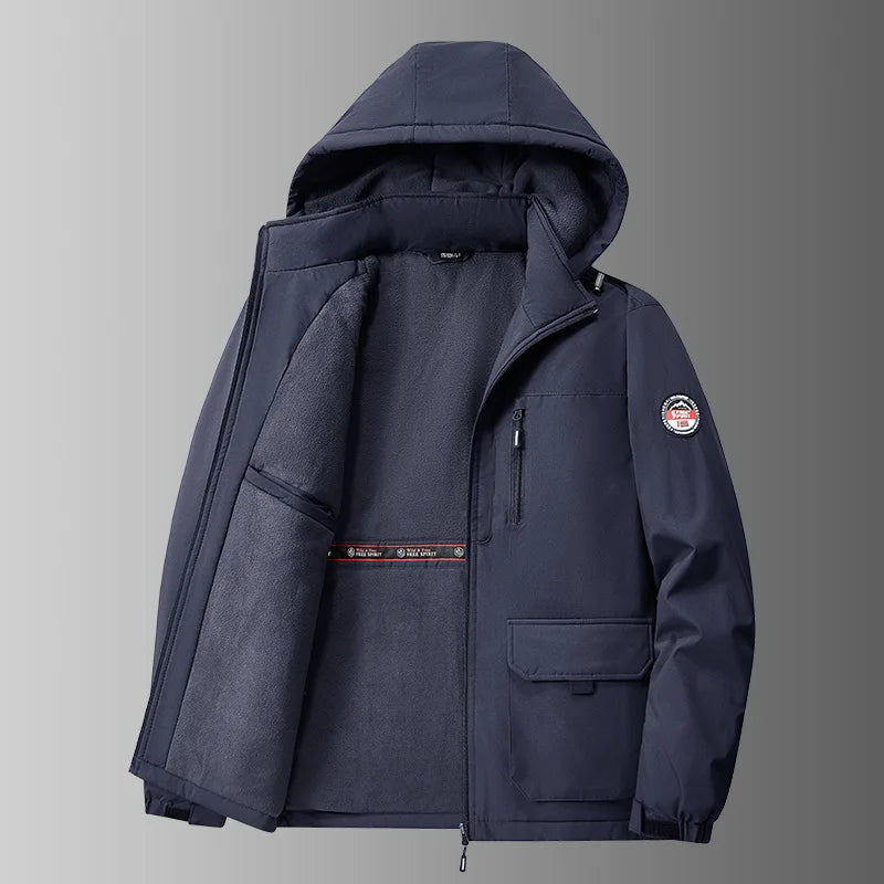 Herren Winterjacke mit Kapuze Fleece-gefüttert – Warme Outdoor-Jacke