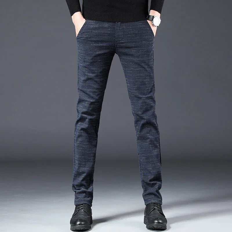 Geruite en gestreepte herenbroek, slim fit, elegant