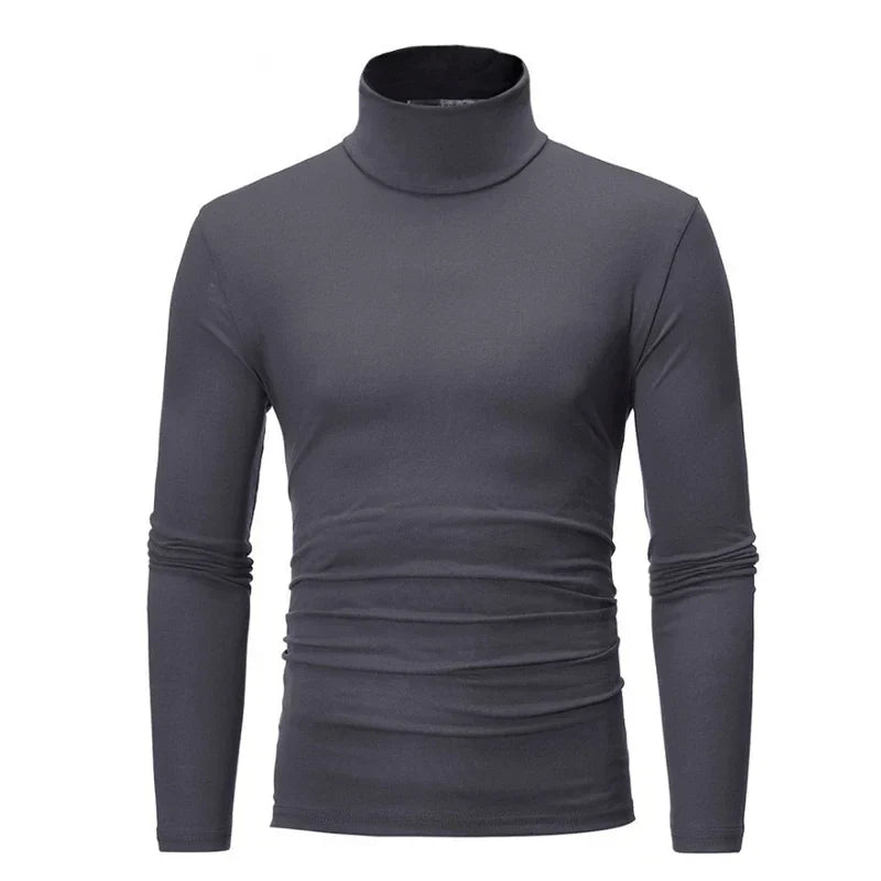 Heren colshirt met lange mouwen, nauwsluitend, effen