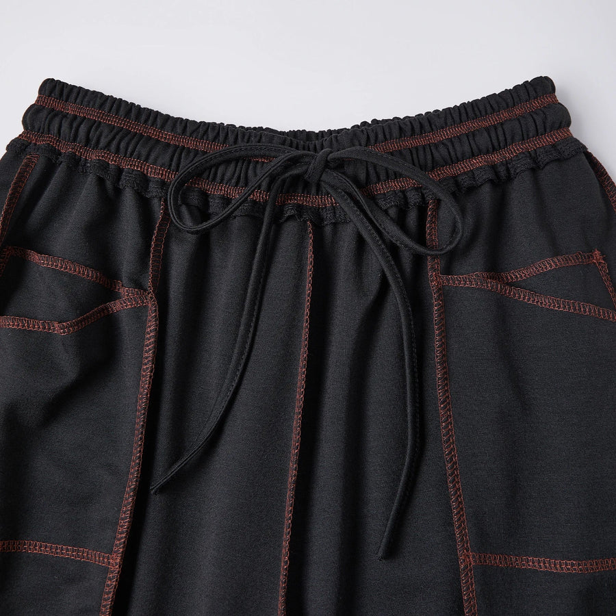 Dames vrijetijdsbroek met wijde pijpen, elastische tailleband, trekkoord en cargozakken