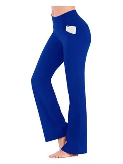 Damen Bootcut Yoga Hose mit hoher Taille und Seitentaschen - Gemütliche Freizeithose