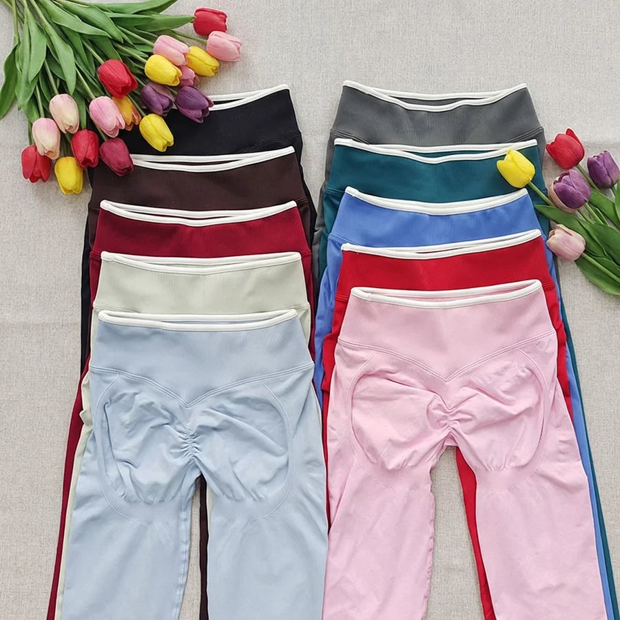 High-waist scrunch-buttlegging met rimpeldetail in verschillende kleuren