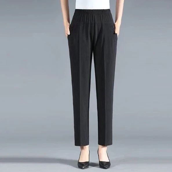 Damen Hose mit Gummibund und Taschen, gestreift oder kariert