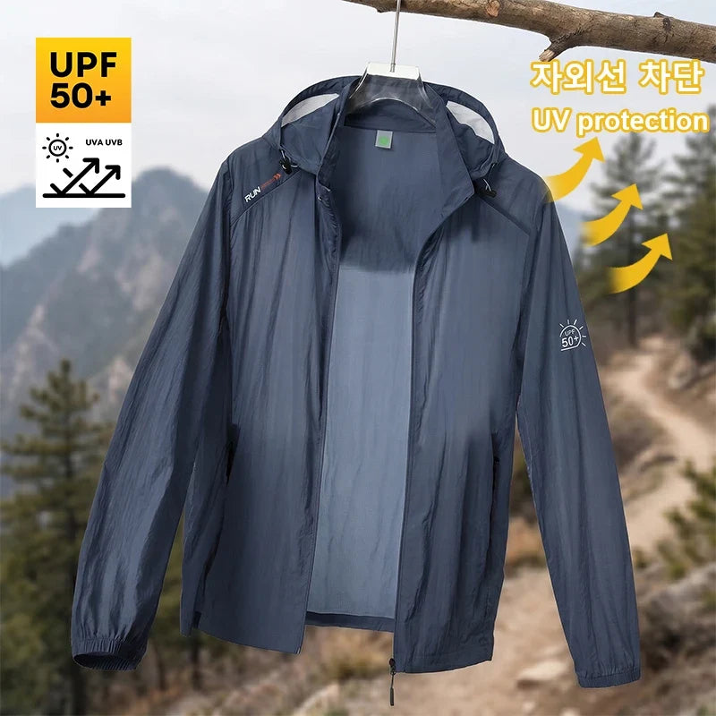 Leichte Kapuzenjacke Windbreaker für Herren, atmungsaktiv, mit Reißverschluss