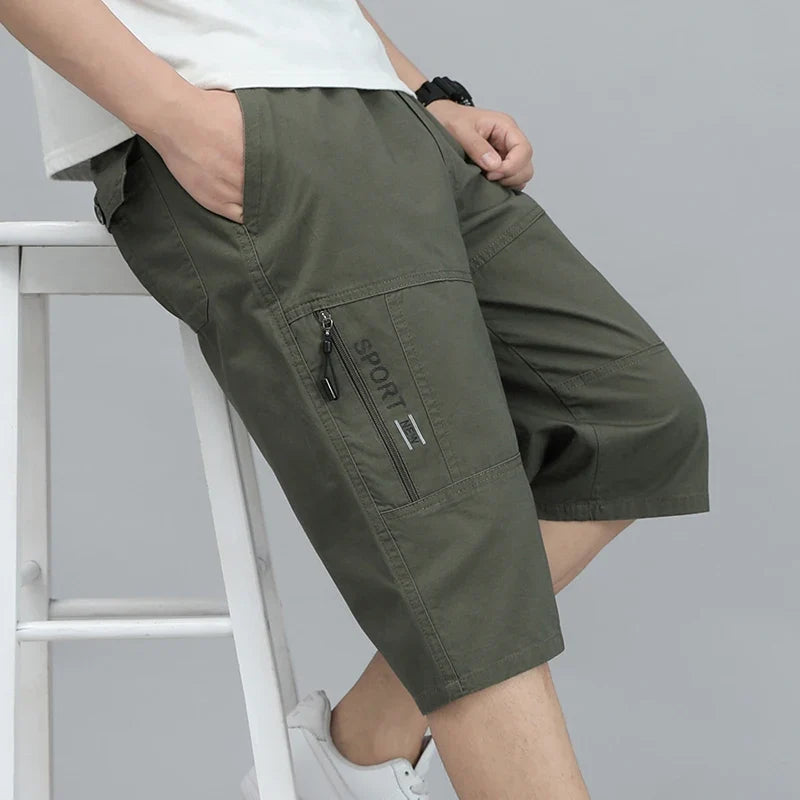 Herren Caprihose Cargo Shorts Freizeithose mit Taschen