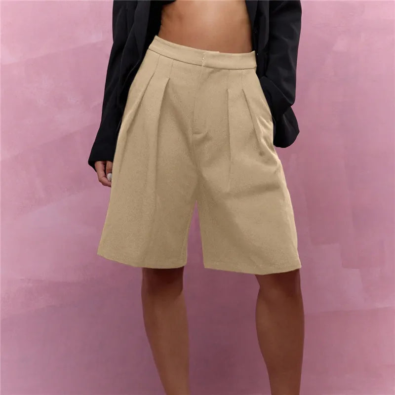 Bermudashorts voor dames met plooien en hoge taille