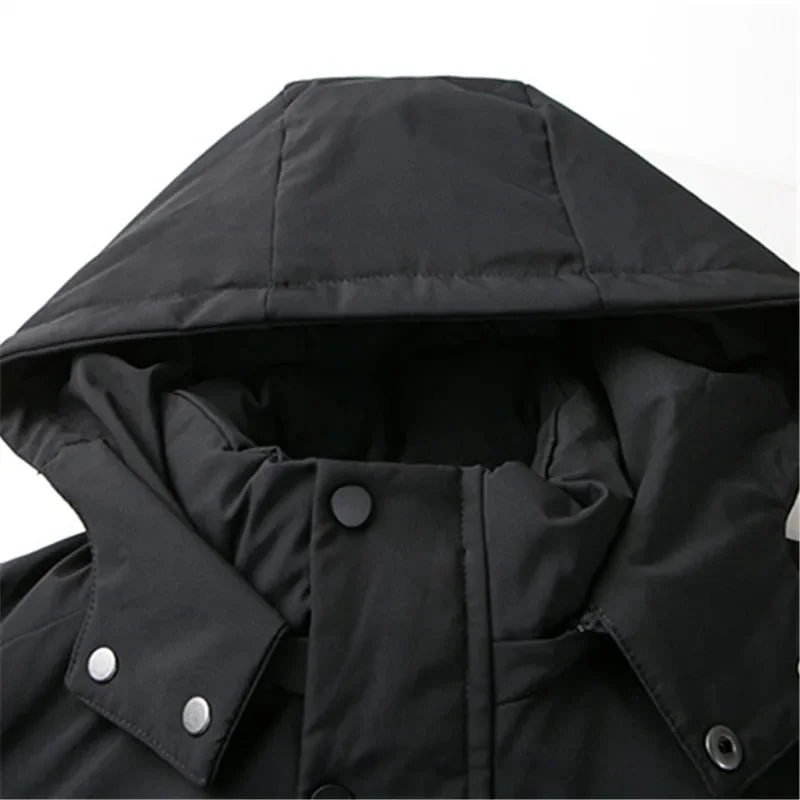 Herren Winterparka Schwarz Lang mit Kapuze