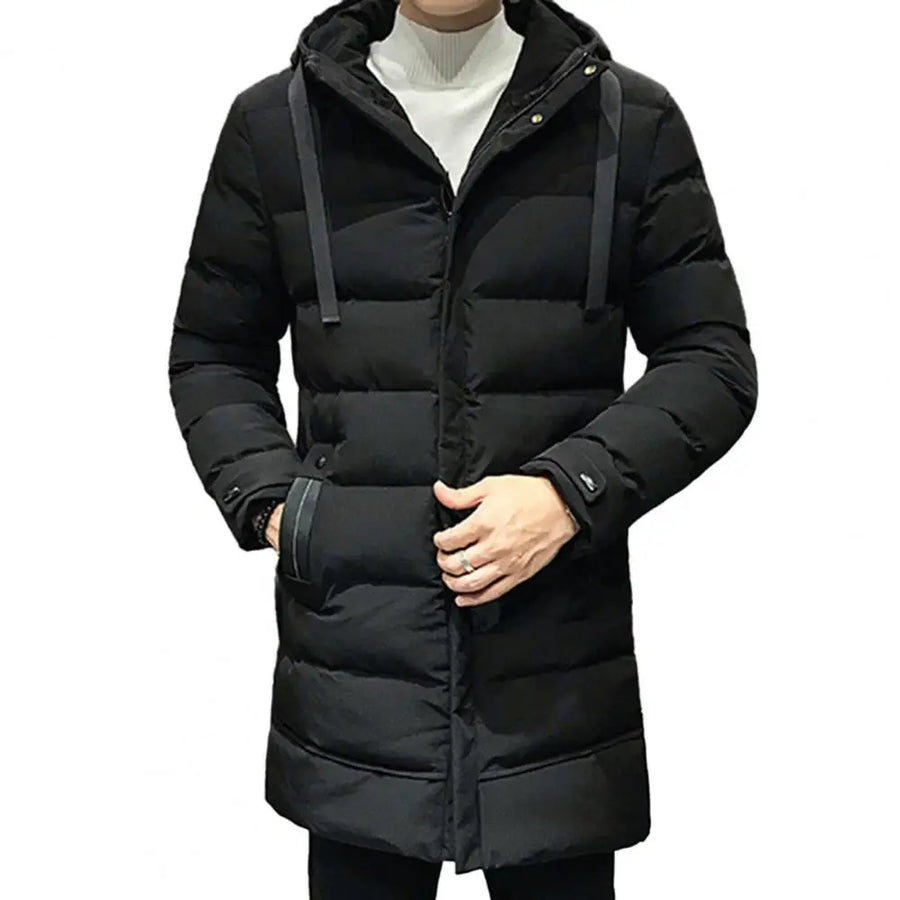 Herren Winterparka Steppmantel mit Kapuze Lang Grau