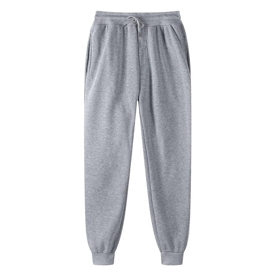 Uniseks joggingbroek van fleece, warm voor de winter, met boorden, zijzakken en trekkoord, zwart grijs wit