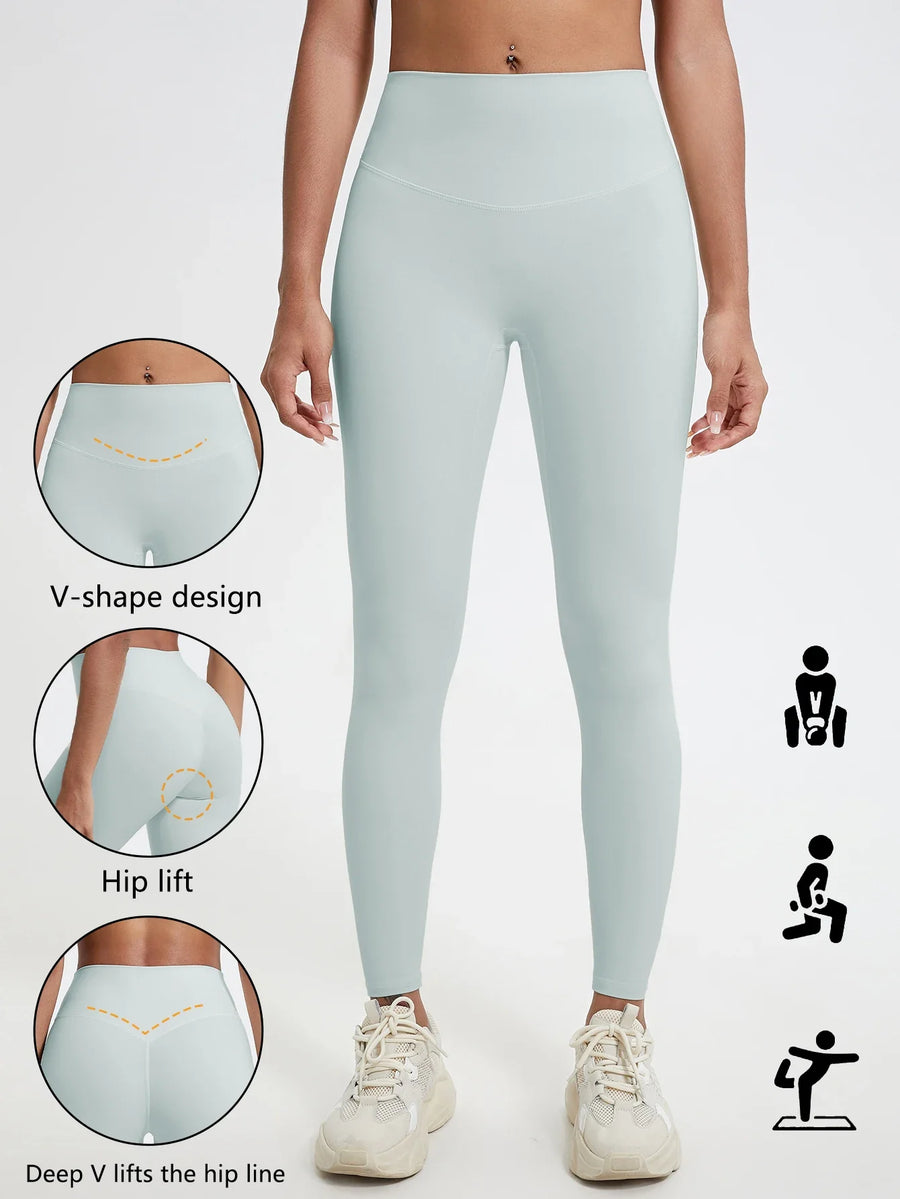 Sportlegging voor dames met hoge taille, V-design en liftend effect voor de billen