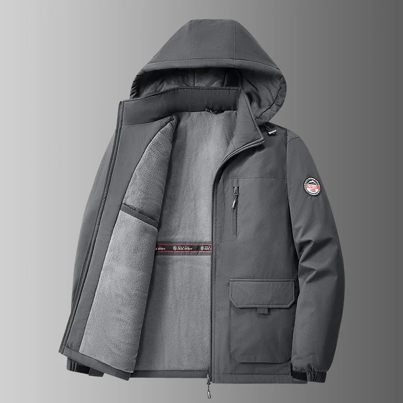 Herren Winterjacke mit Kapuze Fleece-gefüttert – Warme Outdoor-Jacke