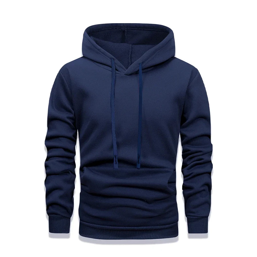 Herenhoodie met capuchon, kangoeroezak, effen kleur