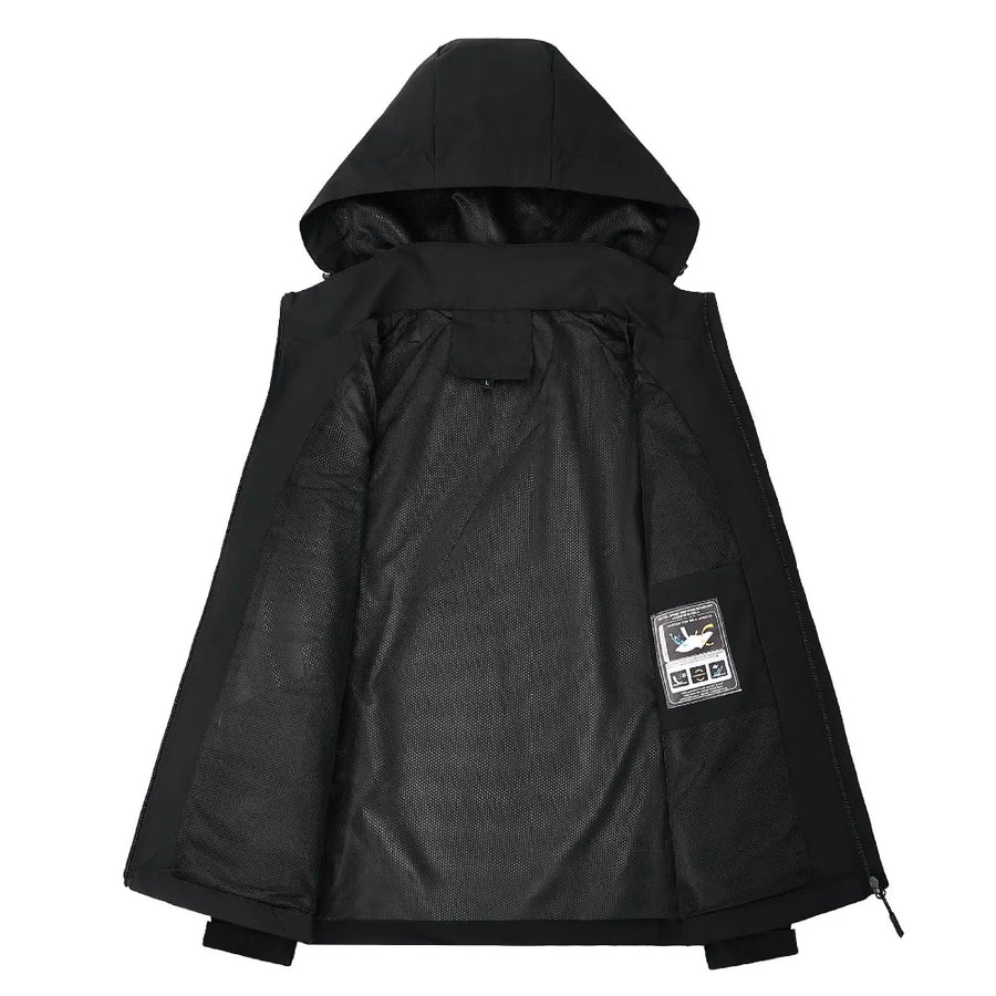 Unisex Outdoorjacke mit Kapuze und Reißverschluss, wasserabweisend