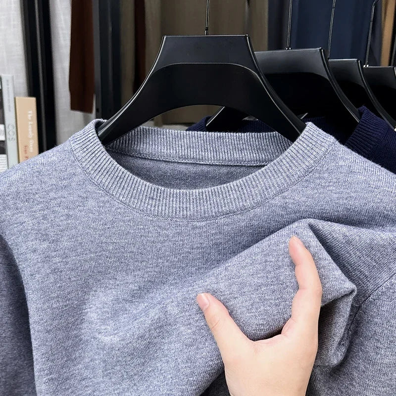 Unisex pullover met lange mouwen, ronde hals, fijngebreid, beige
