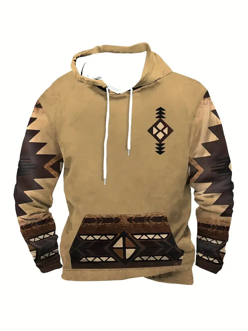 Hoodie mit Motivdruck, Kängurutasche, Kapuze und Kordelzug