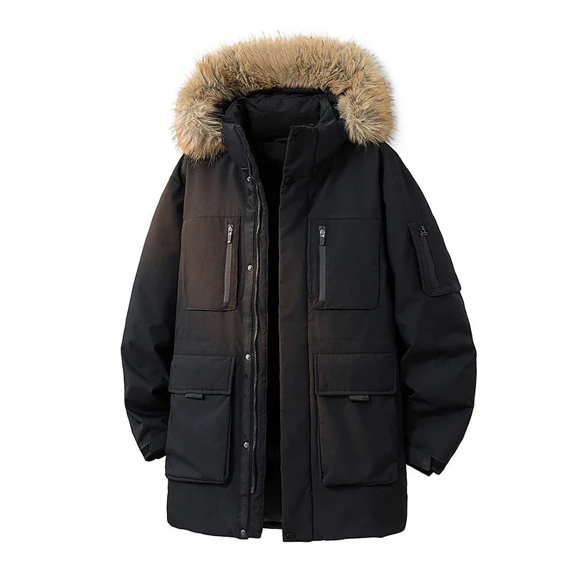 Winterparka mit Kunstpelzkapuze und mehreren Taschen