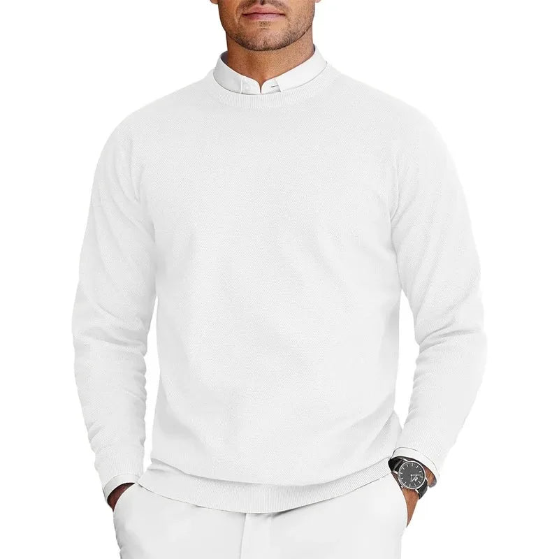 Heren pullover met ronde hals, lange mouwen, basic gebreide pullover