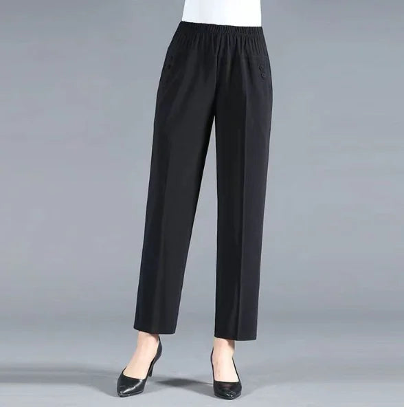Damen Hose mit Gummibund und Taschen, gestreift oder kariert