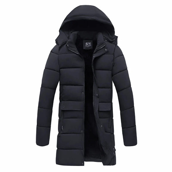 Herren Winter Steppmantel mit Kapuze Lang Gepolsterte Outdoor-Jacke