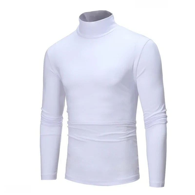 Heren colshirt met lange mouwen, nauwsluitend, effen