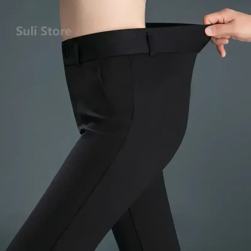 Dames stretchbroek, zakelijke pantalon, hoge tailleband