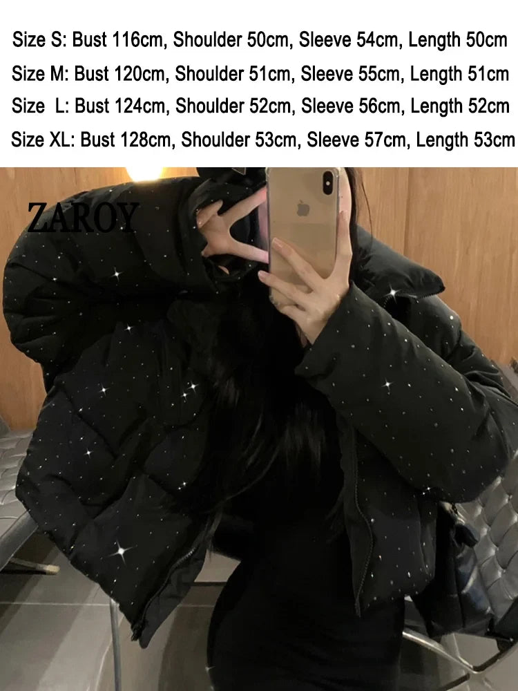 Damen Steppjacke mit Kapuze und Reißverschluss