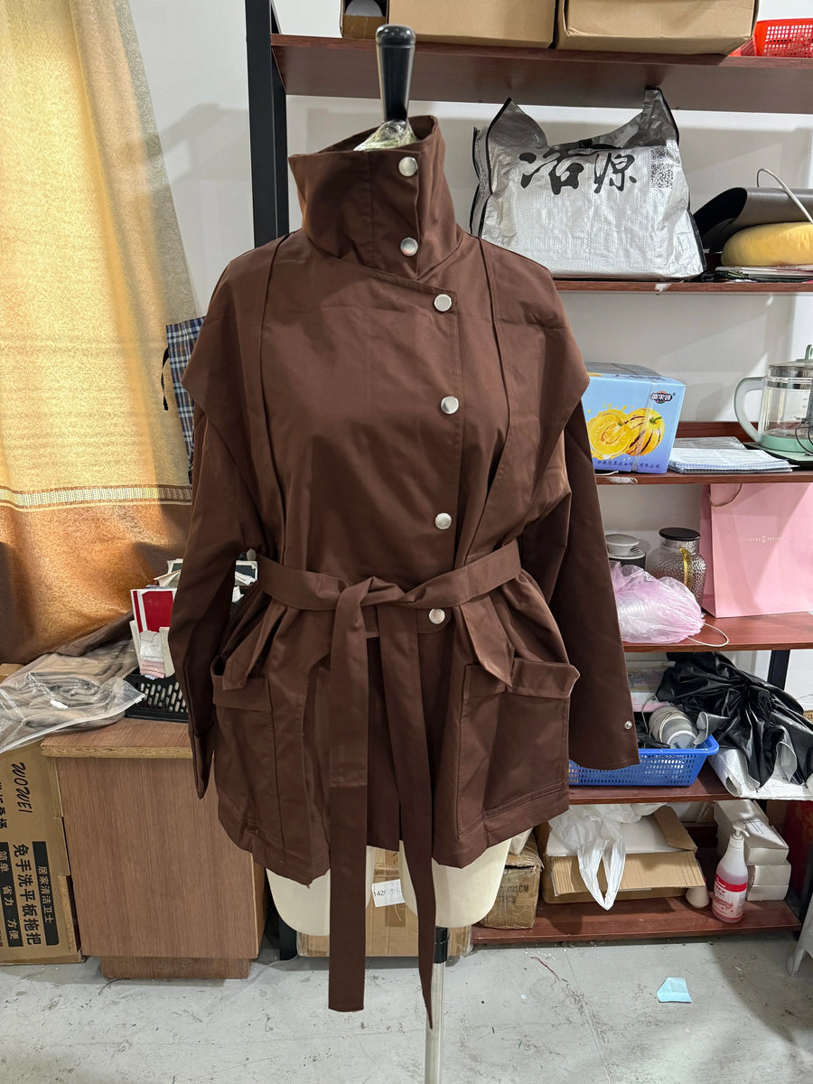 Damen Trenchcoat Oversize mit Bindegürtel Beige